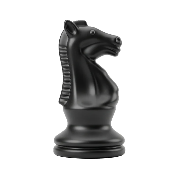 Black chess knight, 3D icon