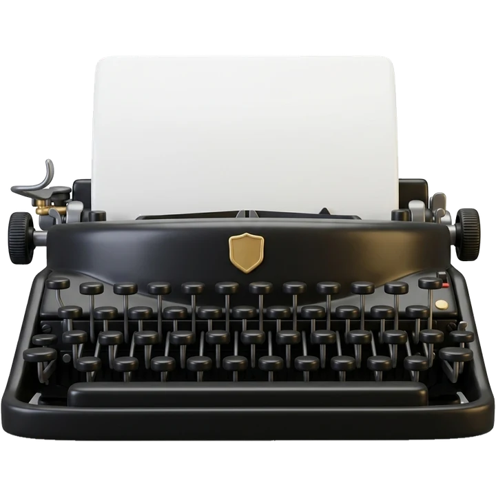 Máquina de escribir con una hoja en blanco, icono 3D