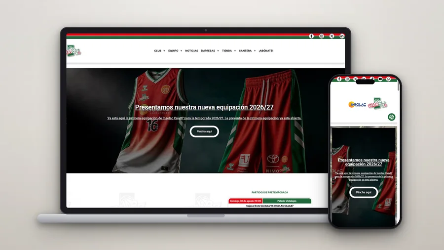 Web del Caja 87 Baloncesto en portátil, tablet y móvil — Auve Nico