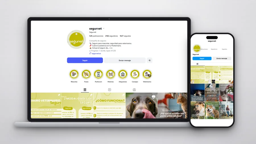 Instagram de SegurVet en móvil — Auve Nico